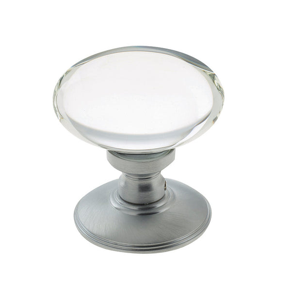 Oval Glass Mortice Door Knob Satin Chrome