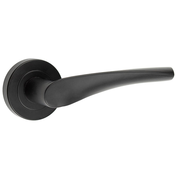 Frelan, Nero Vecta Door Handle on Rose Matt Black, Door Handles, Lever Handles On Round Rose