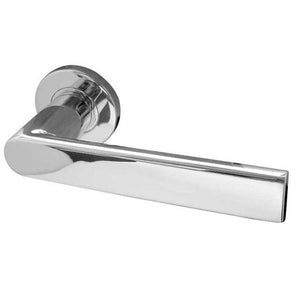 Frelan, Sandrine Door Handle on Rose Grade 304 Polished Stainless Steel, Door Handles, Lever Handles On Round Rose