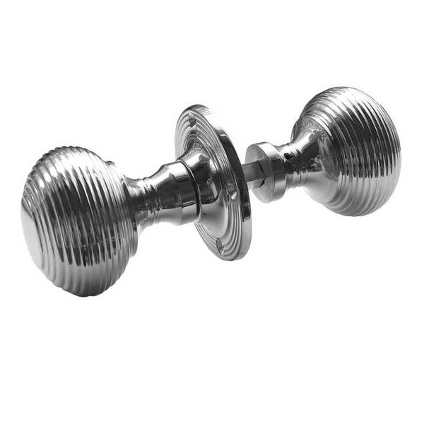 Frelan, Reeded Rim Door Knob Polished Chrome, Door Knobs, Mortice Door Knobs