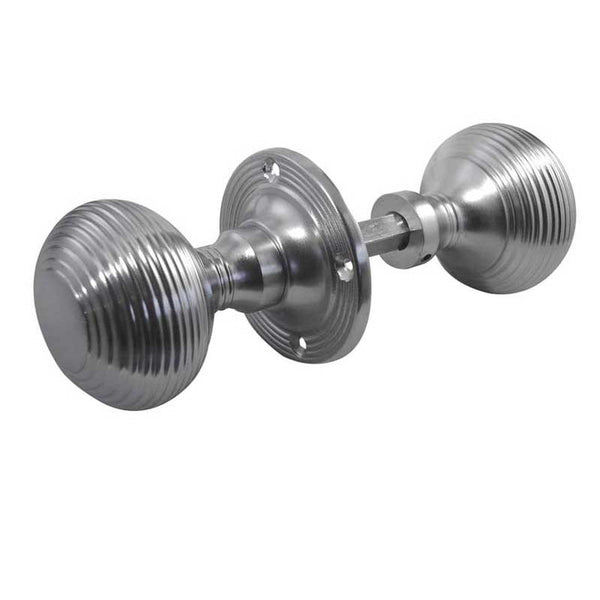 Frelan, Reeded Rim Door Knob Satin Chrome, Door Knobs, Mortice Door Knobs