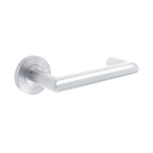 Frelan, Carina Door Handle on Rose Grade 304 Satin Stainless Steel, Door Handles, Lever Handles On Round Rose