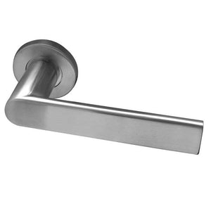 Frelan, Sandrine Door Handle on Rose Grade 304 Satin Stainless Steel, Door Handles, Lever Handles On Round Rose