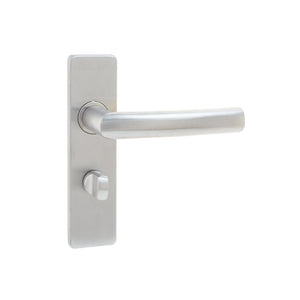 Frelan, Luma Suite Door Handle on Bathroom Plate Satin Stainless Steel, Door Handles, Lever Handles On Bathroom Backplate