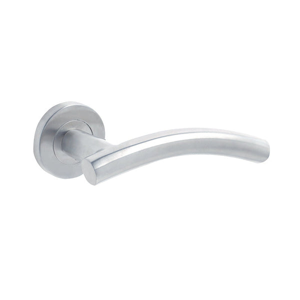 Frelan, Arched Door Handles on Rose Grade 201 Satin Stainless Steel, Door Handles, 