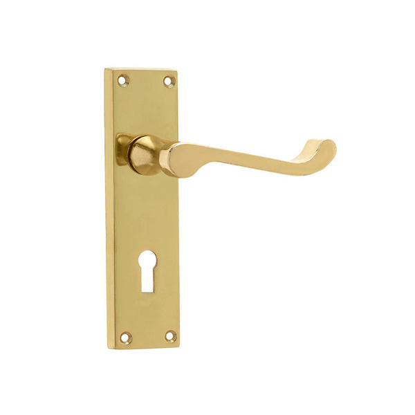 Frelan, Victorian Kontrax Suite Scroll Door Handle on Lockplate, Door Handles, Lever Handles On Lock Backplate