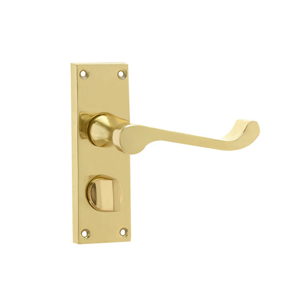 Frelan, Victorian Kontrax Suite Scroll Door Handle on Short Privacy Plate, Door Handles, Lever Handles On Bathroom Backplate