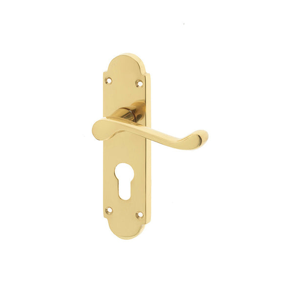 Frelan, Epsom Suite Door Handle on Euro Profile Lockplate, Door Handles, Lever Handles On Euro Lock Backplate