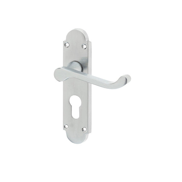 Frelan, Epsom Suite Door Handle on Euro Profile Lockplate, Door Handles, Lever Handles On Euro Lock Backplate