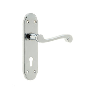 Frelan, Marlow Suite Door Handle on Lockplate Polished Chrome, Door Handles, Lever Handles On Lock Backplate