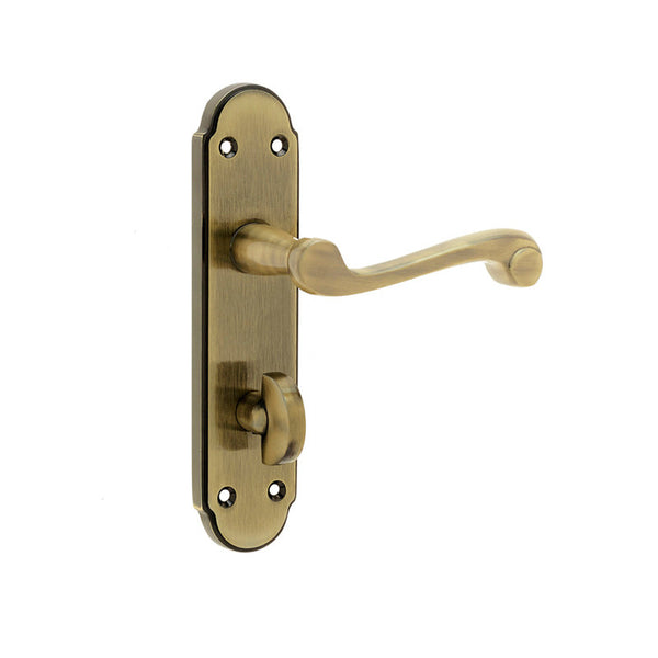 Frelan, Marlow Suite Door Handle on Bathroom Plate Antique Bronze, Door Handles, Lever Handles On Bathroom Backplate