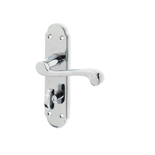 Frelan, Marlow Suite Door Handle on Bathroom Plate Polished Chrome, Door Handles, Lever Handles On Bathroom Backplate