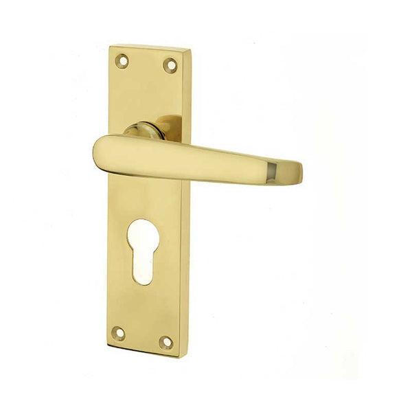 Frelan, Victorian Straight Door Handles on Euro Profile Lockplate, Door Handles, Lever Handles On Euro Lock Backplate