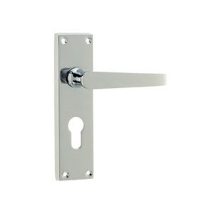 Frelan, Victorian Straight Door Handles on Euro Profile Lockplate, Door Handles, Lever Handles On Euro Lock Backplate