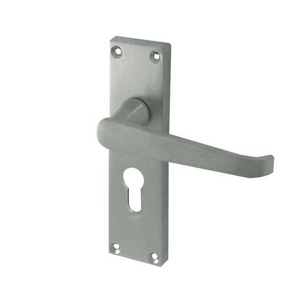 Frelan, Victorian Straight Door Handles on Euro Profile Lockplate, Door Handles, Lever Handles On Euro Lock Backplate