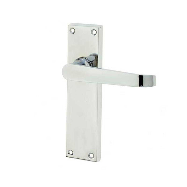 Frelan, Victorian Straight Door Handles on Long Latchset Plate, Door Handles, Lever Handles On Latch Backplate