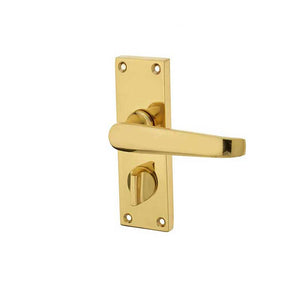 Frelan, Victorian Straight Door Handle on Privacy Plate, Door Handles, Lever Handles On Bathroom Backplate