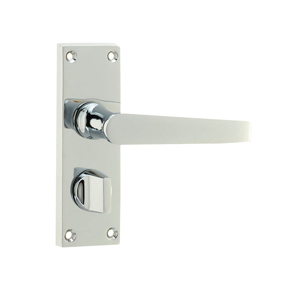 Frelan, Victorian Straight Door Handle on Privacy Plate, Door Handles, Lever Handles On Bathroom Backplate