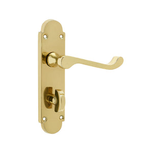 Frelan, Epsom Kontrax Suite Dooor Handle on Bathroom Plate Electro Brassed, Door Handles, Lever Handles On Bathroom Backplate