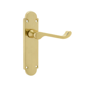 Frelan, Epsom Kontrax Suite Dooor Handle on Latchplate Electro Brassed, Door Handles, Lever Handles On Latch Backplate