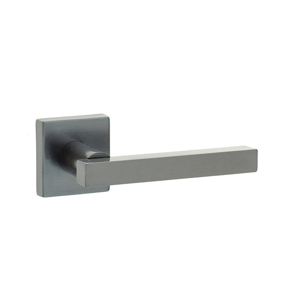 Frelan, Kubus Straight Door Handle on Rose Dark Bronze, Door Handles, Lever Handles On Round Rose