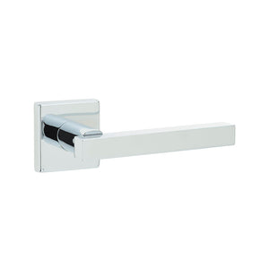 Frelan, Kubus Straight Door Handle on Rose Polished Chrome, Door Handles, Lever Handles On Round Rose