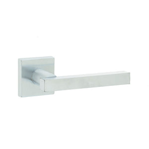 Frelan, Kubus Straight Door Handle on Rose Satin Chrome, Door Handles, Lever Handles On Round Rose