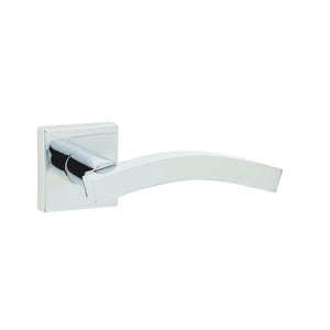 Frelan, Kubus Curved Door Handle on Rose Polished Chrome, Door Handles, Lever Handles On Round Rose