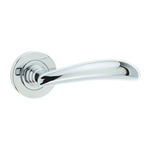 Frelan, Arc Door Handle on Rose Polished Chrome, Door Handles, Lever Handles On Round Rose