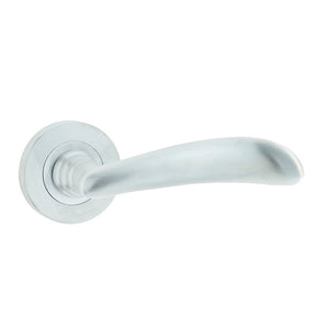 Frelan, Arc Door Handle on Rose Satin Chrome, Door Handles, Lever Handles On Round Rose