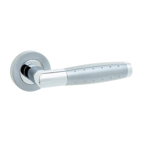 Frelan, Aerodeck Door Handle on Rose Polished Chrome/Satin Chrome, Door Handles, Lever Handles On Round Rose