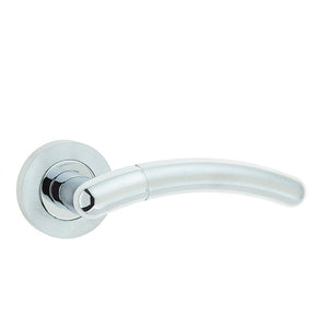 Frelan, Inoxia Door Handle on Rose Polished Chrome/Satin Chrome, Door Handles, Lever Handles On Round Rose