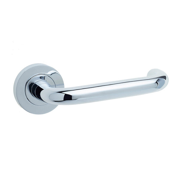 Frelan, Thame Door Handle on Rose Polisehd Chrome, Door Handles, Lever Handles On Round Rose