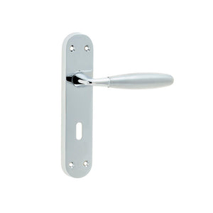 Frelan, Stylo Suite Door Handle on Lockplate Polished Chrome/Satin Chrome, Door Handles, Lever Handles On Lock Backplate