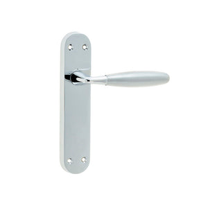 Frelan, Stylo Suite Door Handle on Latchplate Polished Chrome/Satin Chrome, Door Handles, Lever Handles On Latch Backplate