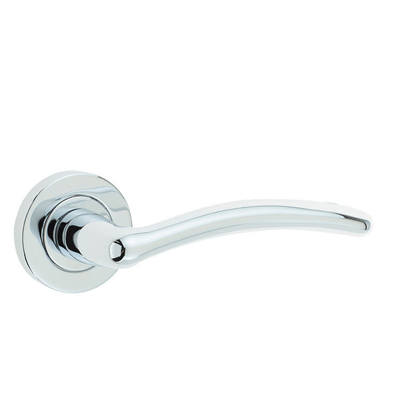 Frelan, Phaedra Door Handle on Rose Polished Chrome, Door Handles, Lever Handles On Round Rose