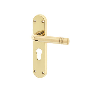 Frelan, Porto Suite Door Handle on Euro Profile Lockplate, Door Handles, Lever Handles On Euro Lock Backplate