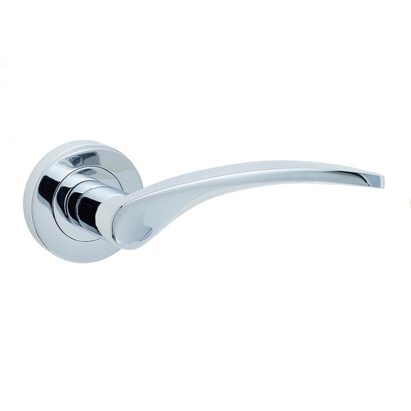 Frelan, Monaco Door Handle on Rose Polished Chrome, Door Handles, Lever Handles On Round Rose