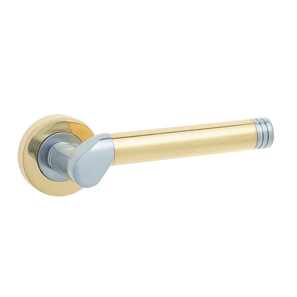 Octavia Door Handle on Rose Satin Chrome/Polished Brass