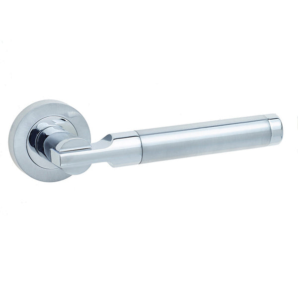 Lydia Door Handle on Rose Polished Chrome/Satin Chrome