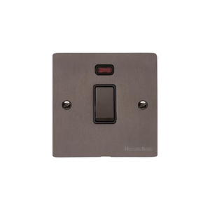 Stylist Bronze Flat Plate Range Switches & Sockets, L09 - 20A Double Pole Switch with Neon by Heritage Brass By M-Marcus
