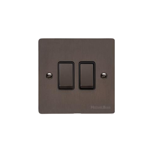 Stylist Bronze Flat Plate Range Switches & Sockets, L09 - 2 Gang Rocker Switch by Heritage Brass By M-Marcus