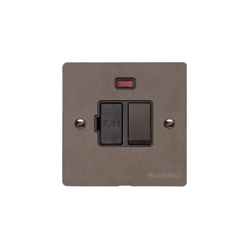 Stylist Bronze Flat Plate Range Switches & Sockets, L09 - Switched Spur with Neon (13 Amp) by Heritage Brass By M-Marcus