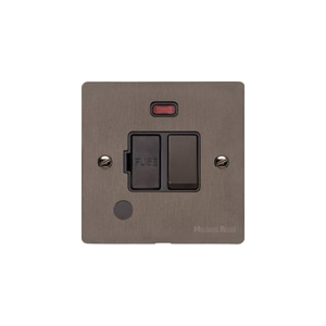 Stylist Bronze Flat Plate Range Switches & Sockets, L09 - Switched Spur with Neon + Cord (13 Amp) by Heritage Brass By M-Marcus