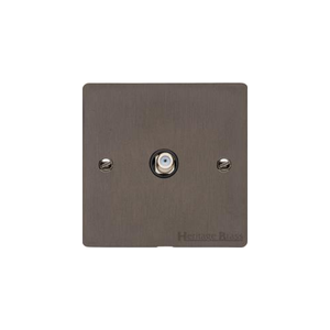 Stylist Bronze Flat Plate Range Switches & Sockets, L09 - 1 Gang Satellite Socket by Heritage Brass By M-Marcus