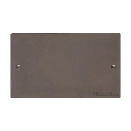 Stylist Bronze Flat Plate Range Switches & Sockets, L09 - Double Blank Plate by Heritage Brass By M-Marcus