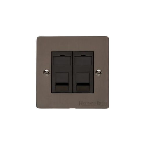 Stylist Bronze Flat Plate Range Switches & Sockets, L09 - 2 Gang Master Line Socket by Heritage Brass By M-Marcus