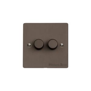 Stylist Bronze Flat Plate Range Switches & Sockets, L09 - 2G Multi Location Primary Dimmer by Heritage Brass By M-Marcus