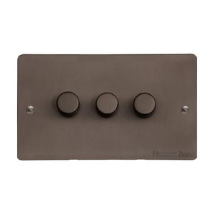 Stylist Bronze Flat Plate Range Switches & Sockets, L09 - 3G Multi Location Primary Dimmer by Heritage Brass By M-Marcus