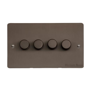 Stylist Bronze Flat Plate Range Switches & Sockets, L09 - 4G Multi Location Primary Dimmer by Heritage Brass By M-Marcus